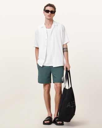 AllSaints Polyamide Orlando Slim Fit Printed Swim Shorts, Size: XXL