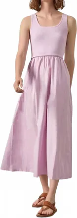 Lilla P Mixed Media Scoop Neck Dress In Lavender