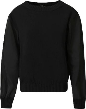 Max Mara Gabarra Knit - Dames - Ronde hals truien - Zwart - M - Katoen - Truien & Vesten