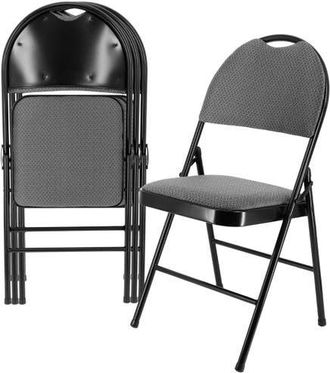 Elama 4 Piece Metal Folding Chair with Padded Seats and Top Handle in Black at Nordstrom