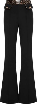 Fracomina Broek met wijde pijpen en hoge taille - Dames - Wijde Broeken - Zwart - S - Polyester - Broeken