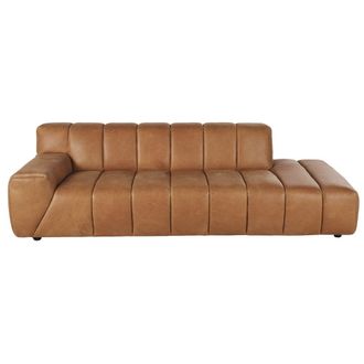 Maisons du monde Sof&aacute; de 3/4 plazas de piel color caramelo