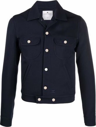 Courr&egrave;ges Twill Trucker Jacket - Heren - Zomerjassen - Blauw - XL - Polyester - Jassen