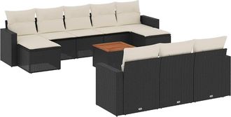 vidaXL Vidaxl Set Divani Da Giardino 11 Pz Con Cuscini In Polyrattan Nero