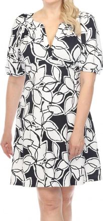Joseph Ribkoff Floral Print Puff Sleeve A-Line Mini Dress In Midnight Blue Vanilla