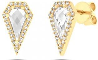 Allurez 0.12ct Diamond & 1.20ct White Topaz 14k Yellow Gold Earrings