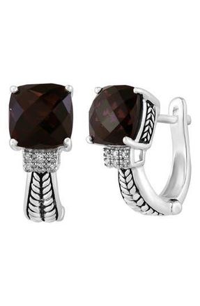 Effy Sterling Silver Smoky Quartz & Diamond Hoop Earrings - 0.04ct. in Brown at Nordstrom Rack