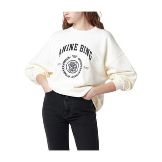 Anine Bing Sweatshirts, female, White, Size: M Miles Sweatshirt Collegiate