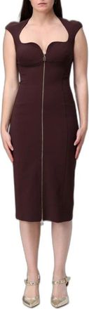 Elisabetta Franchi Fitted Sheath Dress - Dames - Casual kleedjes - Bruin - XL - Polyester - Kleedjes