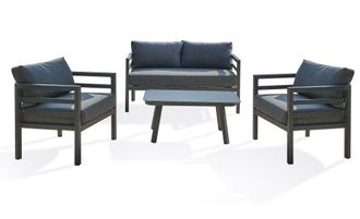 DCB Garden Sal&oacute;n de jard&iacute;n 4 plazas de aluminio