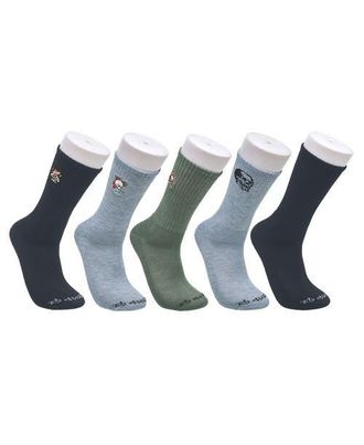 Ed Hardy Embroidery Half Cushion Crew Sock 5-Pack in Black Multi at Nordstrom