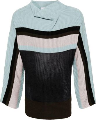 Kiko Kostadinov Striped Ribbed Sweater - Mens - Viscose/Polyester/Cotton/TENCELLinen/Flax