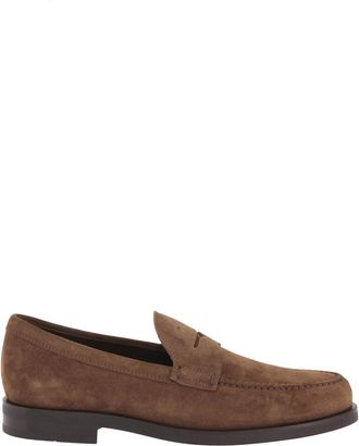 Tod's Penny bar detail suede loafers