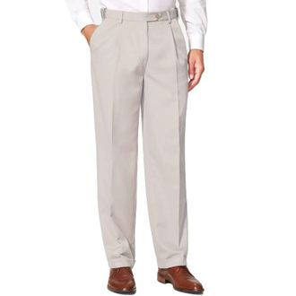 Berle Prime Poplin Double Reverse Pleat Trouser In Stone