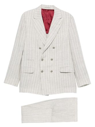 Brunello Cucinelli striped double-breasted suit - Grijs