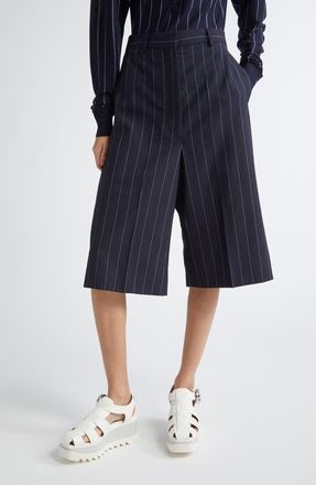 Stella McCartney Pinstripe Wide Leg Culotte Pants in Ink at Nordstrom, Size 10 Us