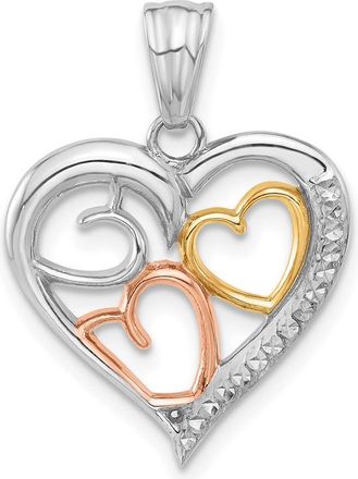 Diamond2Deal 14K Tri-color Gold Diamond-cut Hearts Pendant