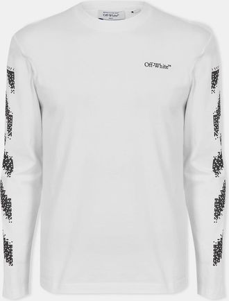 Off-white Mens Off White Crew Neck Long Sleeve Regular Fit T-Shirt in White-Black - Size X-Large