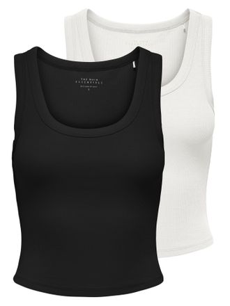 Only Tanktop ONLY ONLEASY S/L TANK TOP JRS 2 PACK, Damen, Gr. XL (42), weiss (schwarz pack:cloud dancer), Jersey, Obermaterial: 95% Baumwolle, 5% Elasthan,