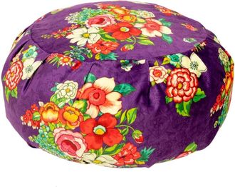 Vent de Boh&egrave;me Gran puf redondo de terciopelo con estampado floral violeta