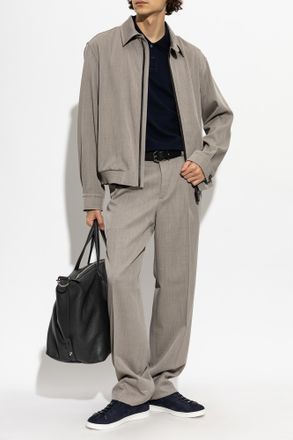 Brioni Wool Pleated Trousers, Mens, Grey