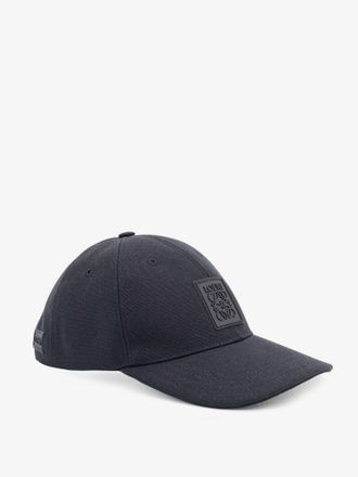 Loewe Mens Cotton Hat With Anagram Logo Patch Black