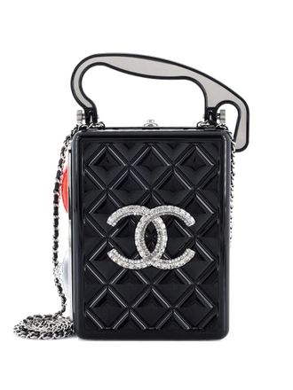 Chanel Traffic Light Minaudiere Resin with Metal and Crystals shoulder bag - women - COTTON/ STRAW/Resin/Metal - One Size - Black