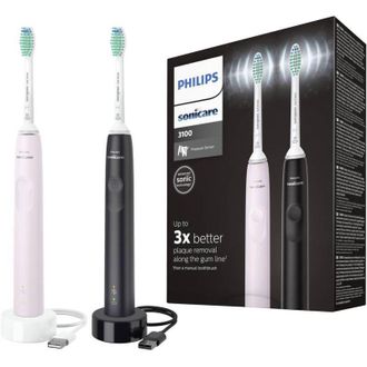 Philips Spazzolino Elettrico Sonico Serie 3000 Kit Nero-Rosa