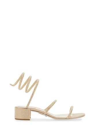 Rene Caovilla Gold Cleo Embellished Leather Sandals