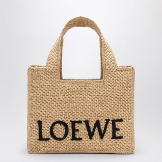 Loewe Font Tote small raffia bag