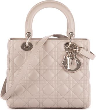 Dior Pre-owned Womens Medium Lady-D Shoulder Bag - Grey - One Size