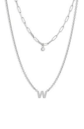 Meshmerise Diamond Initial Charm Necklace in White-W at Nordstrom Rack