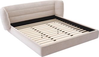 Vente-Unique Cama 140 x 200 cm con cabecero curvado - Tela de rizo - Beige - LARUMO de Maison C&eacute;phy