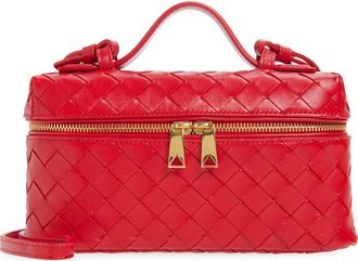 Bottega Veneta Intrecciato Leather Convertible Vanity Case in 6268 Cardinal-Gold at Nordstrom