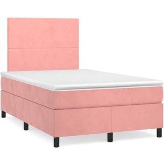 vidaXL Vidaxl - Cama Box Spring Con Colch&oacute;n Terciopelo Rosa 120x190 Cm