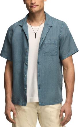 Lucky Brand Notch Collar Short Sleeve Button-Up Shirt in Flint Stone at Nordstrom, Size Xx-Large