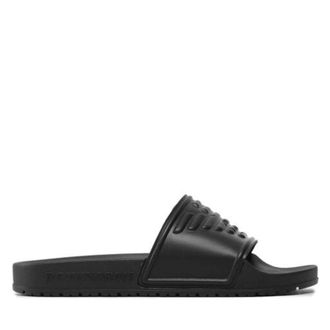 Emporio Armani Rubberen slippers met logo - Heren - Schoenen - Zwart - Maat: 36 EU