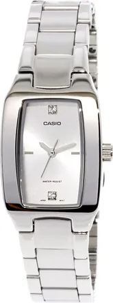 Casio Womens Stainless Steel Rectangular Analog Watch with Silver Dial - LTP-1165A-7C2D