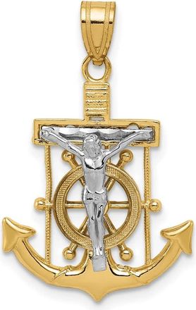 Diamond2Deal 10k Two-tone Diamond-cut Mariners Cross Pendant