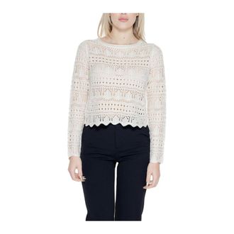 Jacqueline de Yong Long Sleeve Crochet Knit Sweater - Dames - Ronde hals truien - Beige - XS - Truien & Vesten