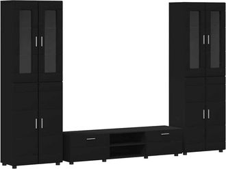 vidaXL Conjunto De Mueble De Tv Con Caj&oacute;n Negro Madera De Ingenier&iacute;a Vidaxl