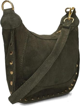 Notre-V Monica Suede Bag - Dames - Schoudertassen - Groen - ONE Size - Su&egrave;de - Tassen