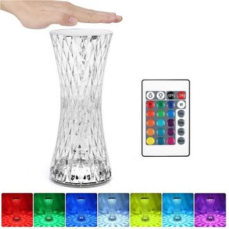 Trade Shop Trade Shop Traesio - Trade Shop - Lampada Por Tavolo En Diamantata Cristalla Led Con 16 Colos Recaricabile Touch