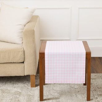 Solino Home Linen Table Runner for Dining Table, Holiday and Everyday Table Decor - Gingham Check in Marshmellow Pink at Nordstrom, Size Xx-Small