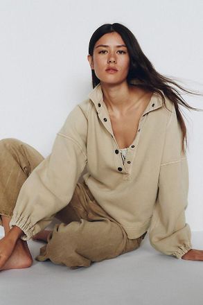 Pilcro Knit Project Canyon 100% Cotton Henley Top