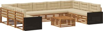 vidaXL Conjunto De Sof&aacute;s De Exterior 10 Uds. Natural Y Beige Vidaxl