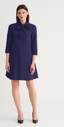 Ming Wang Stretch Deco Crepe Tie Neck Tent Dress in Indigo at Nordstrom, Size X-Large