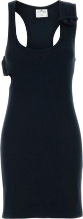 Courr&egrave;ges Stijlvolle Zwarte Katoenen Mini Jurk - Dames - Korte kleedjes - Zwart - L - Katoen - Kleedjes