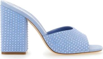 PARIS TEXAS Versierde Mules met Blokhak - Dames - Muiltjes - Blauw - 36 EU - Schoenen