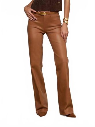 L'agence Clayton Coated Wide-Leg Jeans In Light Cognac Coated